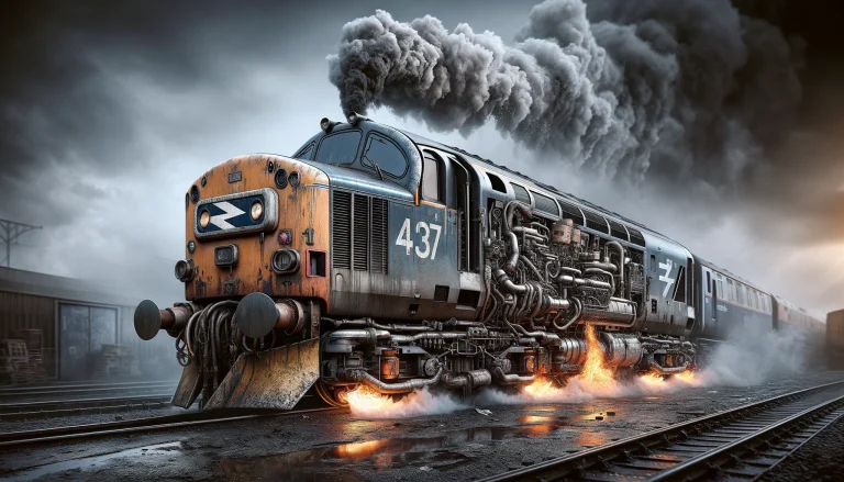 37437 "ClagMaster69" passes through Grimsby on an overcast day. Photographer unknown. #class37 #tractor #diesel #thrash #clag #trainspotting #railwayphotography #modelrailway #hotrod #trains