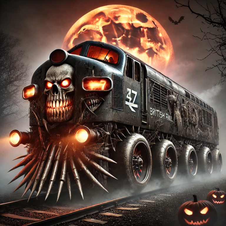 Beware the ghost trains of Britain that glide through the rails just once in a while, keeping abandoned stations and old lines alive in name only. Photographer unknown. #ghosttrain #diesel #britishrail #trainspotting #railwayphotography #hotrod #trains #halloween
